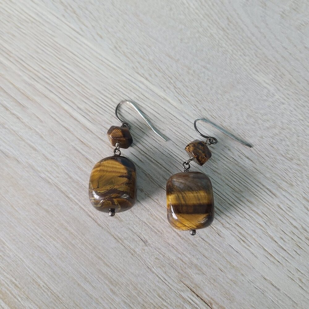 Tiger's Eye Dangling Earrings